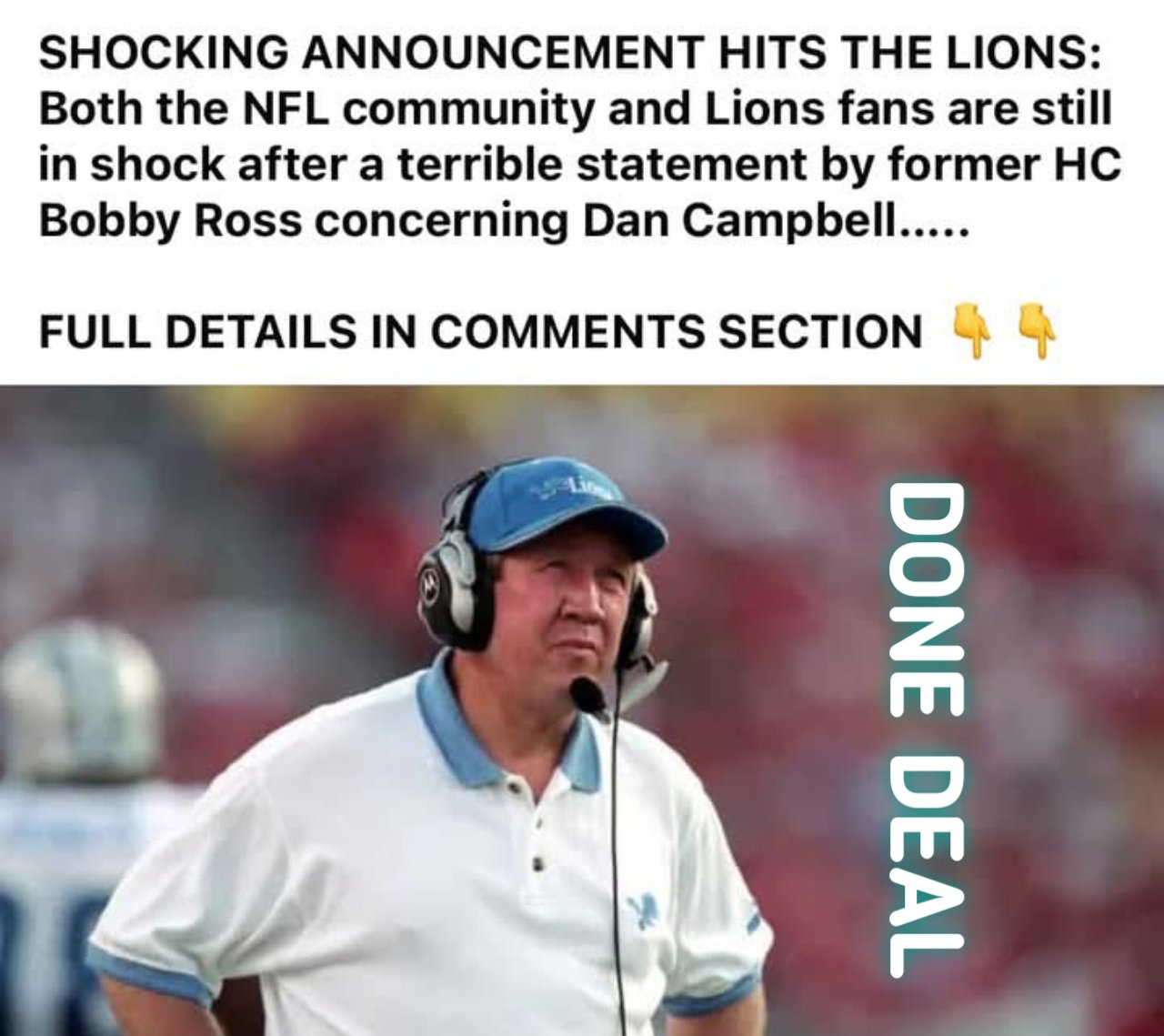 Breaking: THE LIONS GET A STUNNING ANNOUNCEMENT Following the awful remarks made by former head coach Bobby Ross about Dan Campbell, the NFL community and Lions supporters are still in disbelief.View more