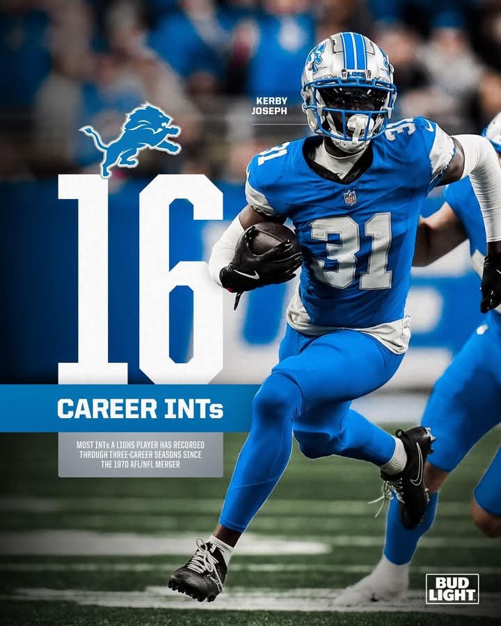 Detroit Lions Report: Kerby Joseph has logged 16-career INTs. This ranks as the most interceptions a #Lions player has logged through three-career seasons since the 1970 AFL/NFL merger .. see more 