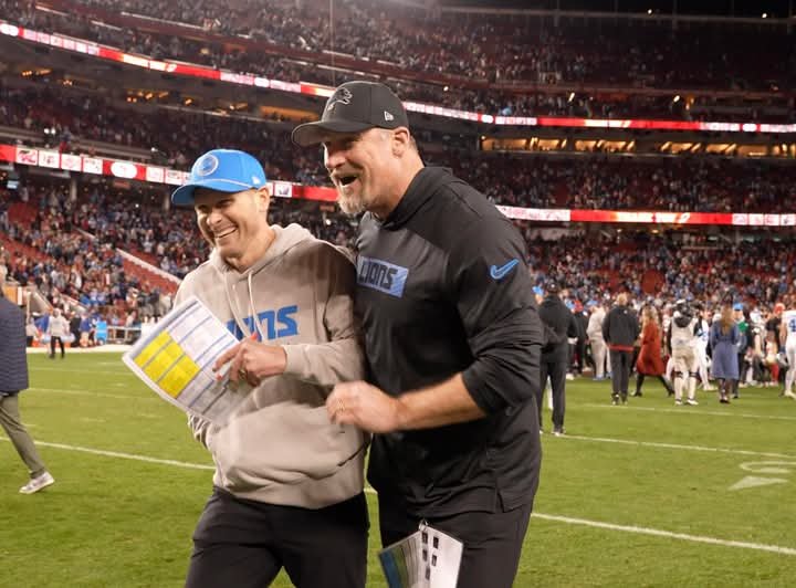 Back to back: Great shot of Ben Johnson and Dan Campbell after the Lions victory over the 49ers .see more